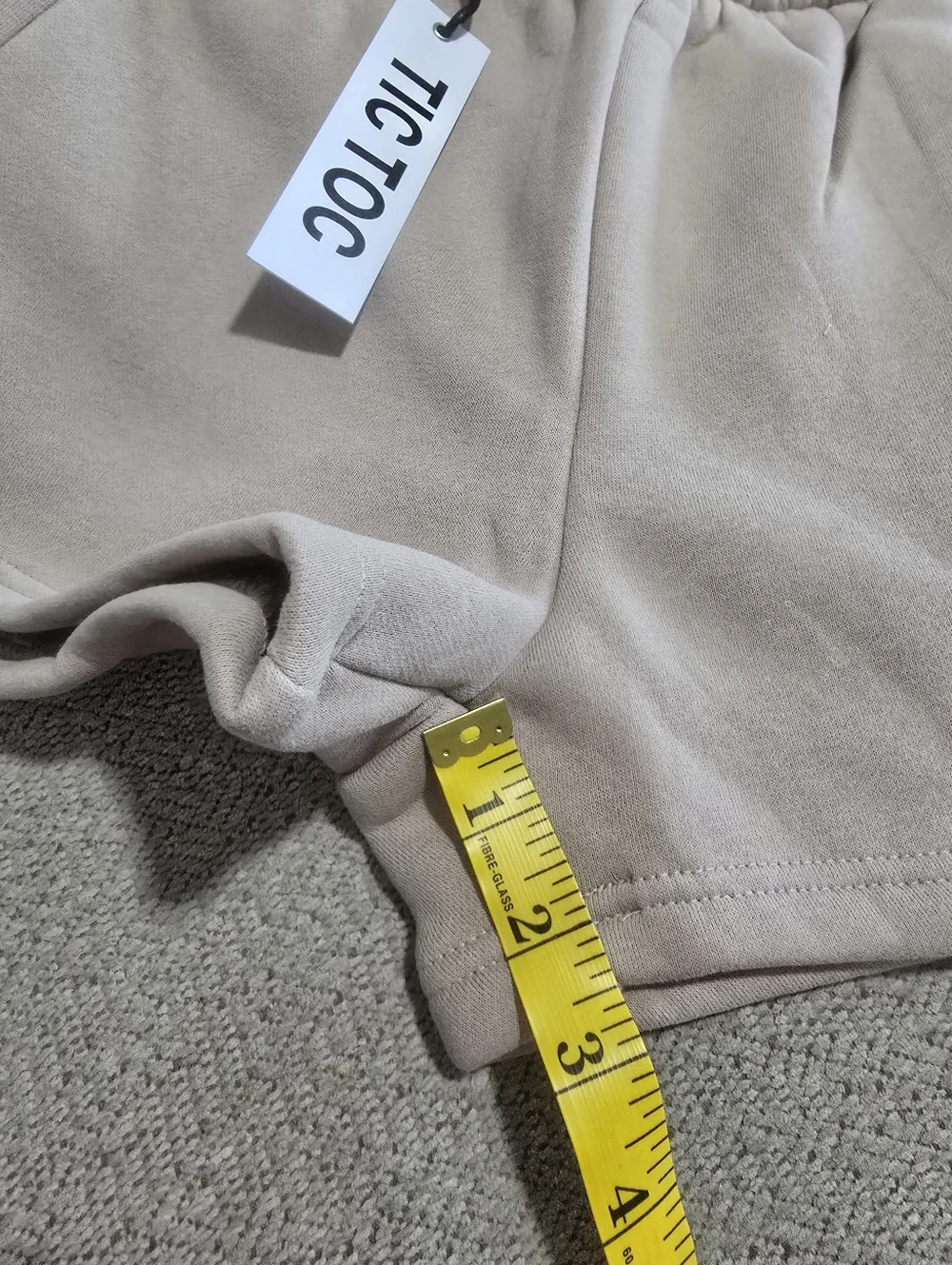 Tic Toc Essentials Momo Taupe Fleece Relaxed High Waist Lounge Shorts - Medium